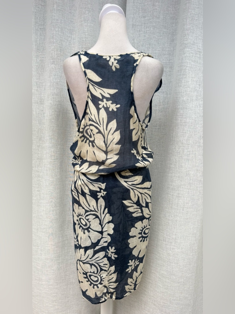 Denim & supply Ralph Lauren navy cream large floral print front tie beach dress - Picture 4 of 7